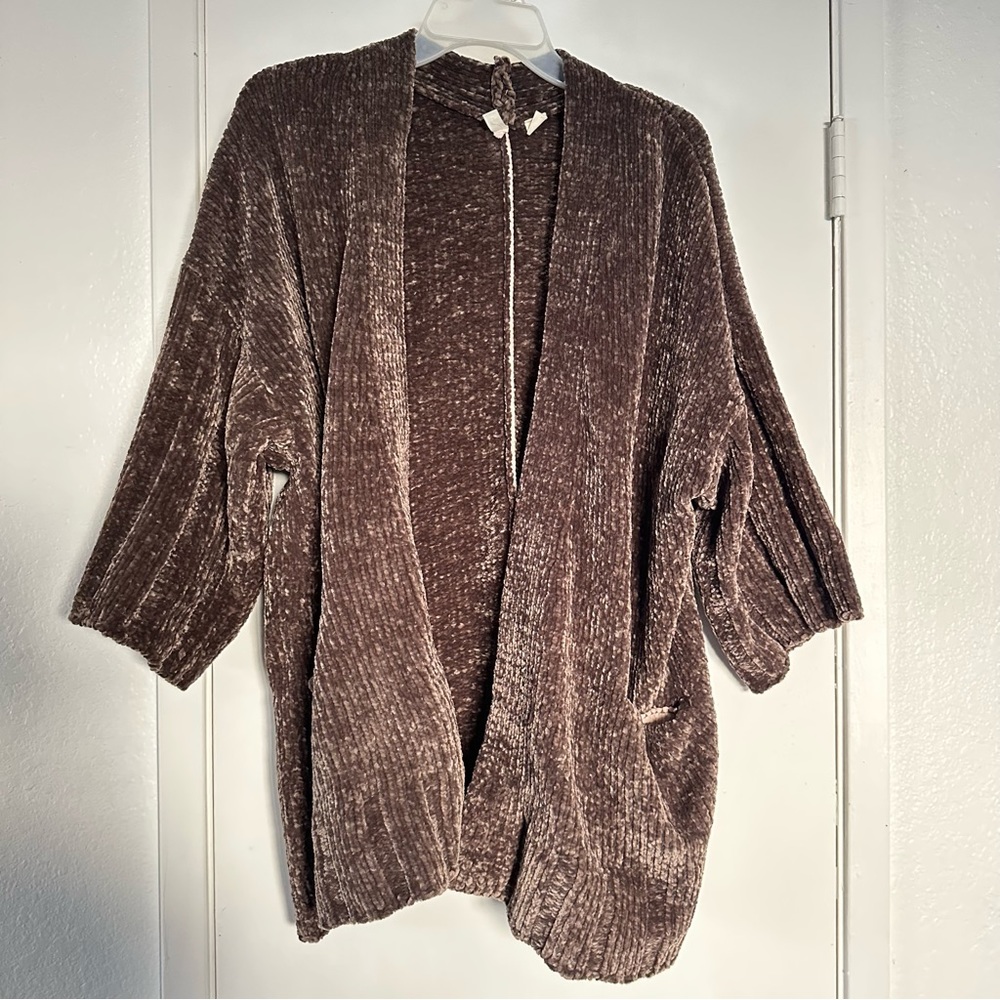 Anthropologie Moth chocolate brown velvet cardigan